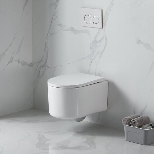 GEBERIT - Pack WC Bâti-support Geberit + WC sans bride Swiss Aqua Technologies + abattant SoftClose + plaque - large