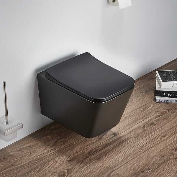 GEBERIT - Pack WC Bati-support Geberit + WC sans bride Swiss Aqua Technologies + abattant SoftClose + plaque noire (SLIMSBLINFIA) - large