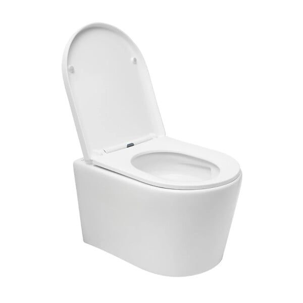 SWISS AQUA TECHNOLOGIES - Swiss Aqua Technologies Brevis WC suspendu sans bride avec abattant SoftClose, rinçage Vortex, fixations invisibles, blanc (SATBRE010RTORP) - large