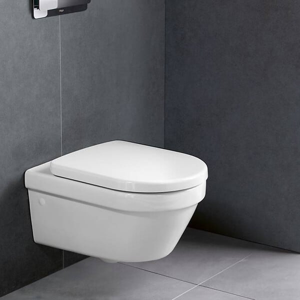 VILLEROY & BOCH - Pack WC Bâti-support sol mur Villeroy & Boch + WC sans bride Villeroy + Abattant SoftClose + Plaque noire (VCNARCHI3-4) - large