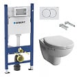 GEBERIT - Pack WC Bati-support Geberit Duofix + WC suspendu Vitra Normus + Abattant softclose + Plaque blanche - vignette