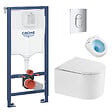 GROHE - Pack WC Bâti-support + WC sans bride Vortex SAT Delano + Abattant softclose + Plaque Chrome - vignette