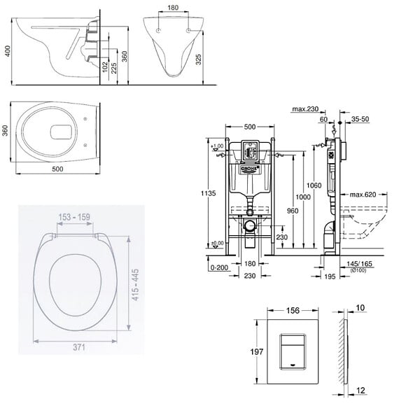 GROHE - Pack WC Bâti Autoportant Rapid SL + WC suspendu Jika Neo avec abattant + Plaque chrome (ProjectS-LinePro-1) - large
