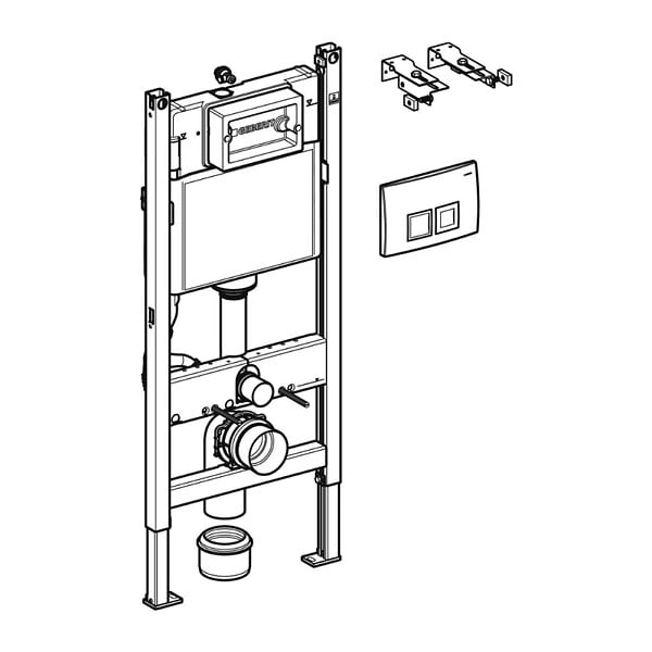 GEBERIT - Bâti-support DUOFIXBasic pour toilettes suspendues, avec Plaque de déclenchement Delta chrome (458.141.21.1) - large