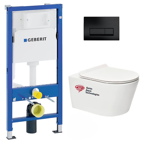 GEBERIT - Pack WC bati-support Geberit + WC sans bride Swiss Aqua Technologies + abattant ultra-fin (BREVISGEB10-SP) - large