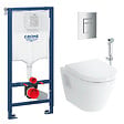 VITRA - Pack WC Bâti-support Rapid SL + Cuvette suspendue Vitra + Abattant + Douchette bidet + Plaque Chrome - vignette