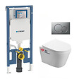 GEBERIT - Pack WC Bati-support Geberit extra-plat + Cuvette SAT Infinitio sans bride fixations invisibles + Plaque chrome mat - vignette