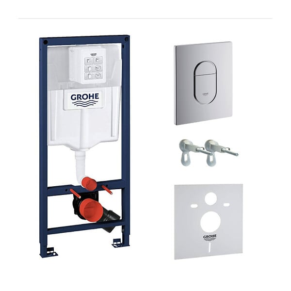 GROHE - Pack WC Bâti-support Rapid SL + WC suspendu Cersanit S-line Pro + Abattant + Plaque chrome (ARENASLPRO) - large