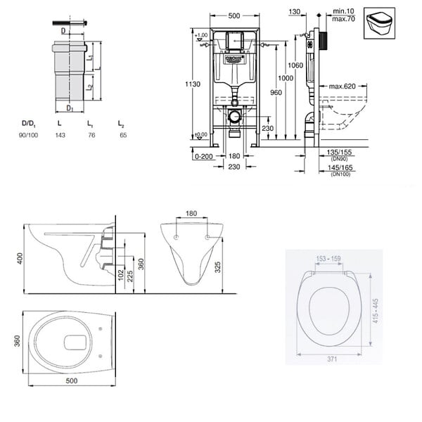 GROHE - Pack WC Bâti-support Rapid SL + WC suspendu Cersanit S-line Pro + Abattant + Plaque chrome (ARENASLPRO) - large