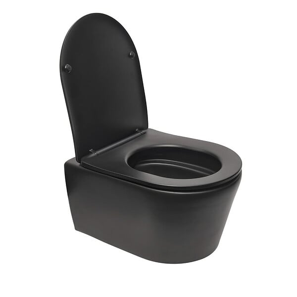 GROHE - Pack WC Bâti-support Rapid SL + WC SAT sans bride noir mat + Abattant softclose + Plaque noire mat (RapidSL-BlackSATrimless-KF0) - large