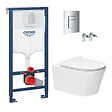SWISS AQUA TECHNOLOGIES - Pack WC Bâti-support Rapid SL + WC sans bride SAT Brevis + Abattant slim, softclose + Plaque chrome - vignette
