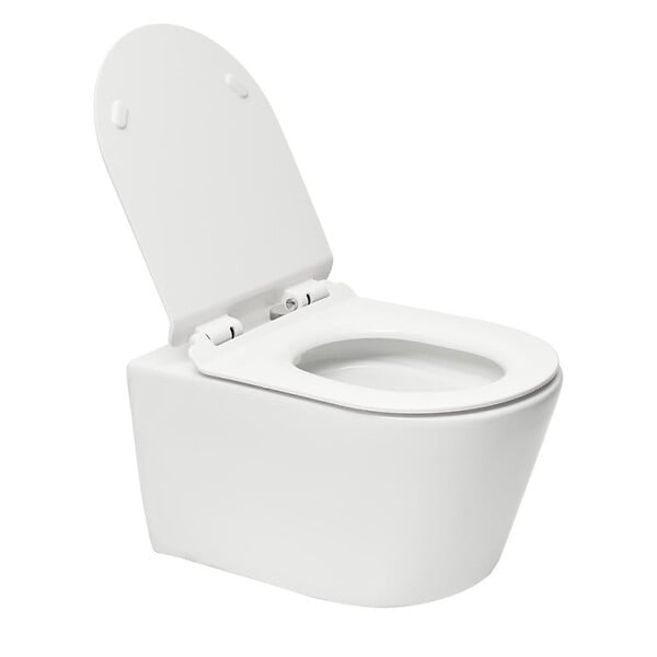 SWISS AQUA TECHNOLOGIES - Pack WC Bâti-support Rapid SL + WC sans bride SAT Brevis + Abattant slim, softclose + Plaque chrome - large