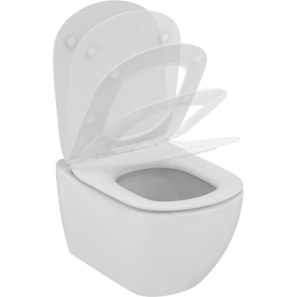 IDEAL STANDARD - TESI - Cuvette AquaBlade sans bride + abattant ultra-fin avec frein de chute (T354601-lm) - large