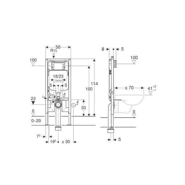 GEBERIT - Pack WC Bati-support Geberit extra-plat UP720 + WC Vitra Sento sans bride noir mat + Fixations cachees + Abattant softclose + Pl - large