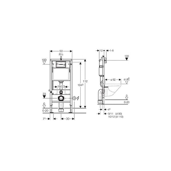 GEBERIT - Pack Bati-support Geberit Duofix UP100 + WC Vitra Integra + Abattant en Duroplast - large