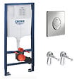 GROHE - Grohe Set Bâti-support Rapid SL + Equerres murales + Plaque Grohe Skate Air chrome (38528001-A) - vignette