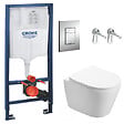 SWISS AQUA TECHNOLOGIES - Pack WC Bâti-support + WC Swiss Aqua Technologies Infinitio sans bride, fixation invisible + Plaque chrome - vignette