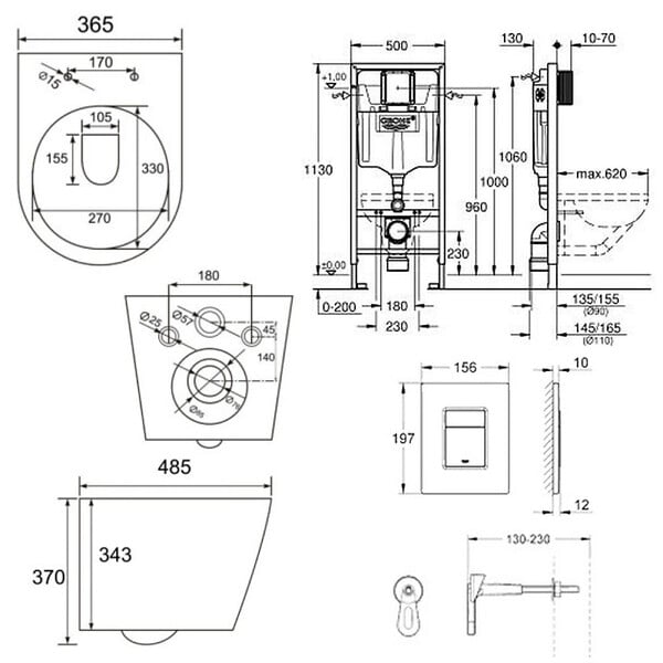 SWISS AQUA TECHNOLOGIES - Pack WC Bâti-support + WC Swiss Aqua Technologies Infinitio sans bride, fixation invisible + Plaque chrome - large