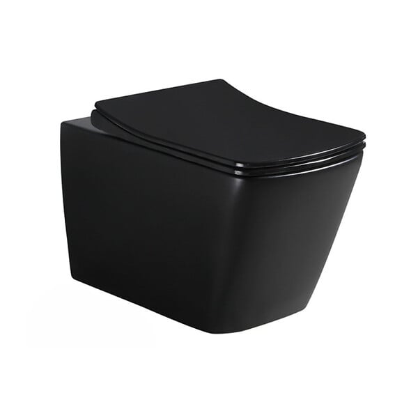 GROHE - Pack WC Bâti-support Rapid SL + WC sans bride Infinitio Design, Noir mat + Abattant softclose + Plaque Noire mat - large