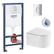 GROHE - Pack WC Bâti-support + WC sans bride SAT Delano + Abattant softclose + Plaque Chrome - vignette