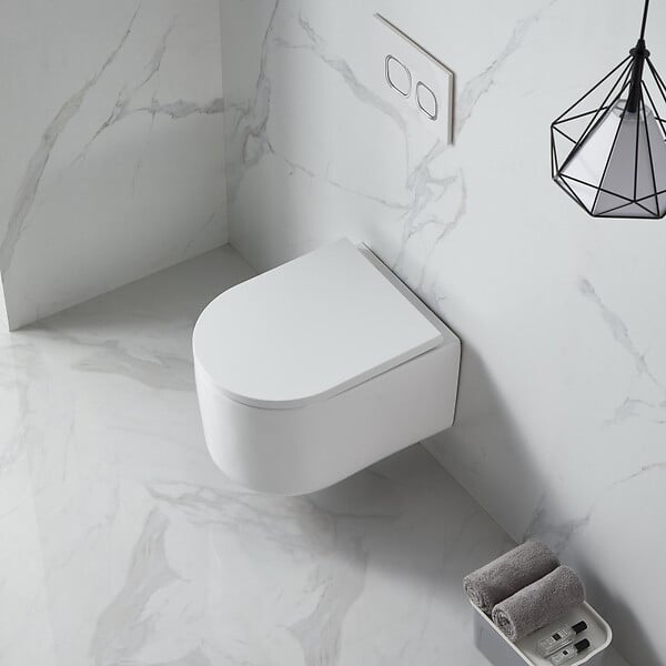 GROHE - Pack WC Bâti-support + WC sans bride SAT Delano + Abattant softclose + Plaque Chrome - large