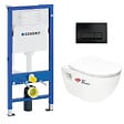 GEBERIT - Pack Bâti-support Geberit + WC sans bride Swiss Aqua Technologies + abattant SoftClose + plaque noir mat (ProjectGeb10) - vignette