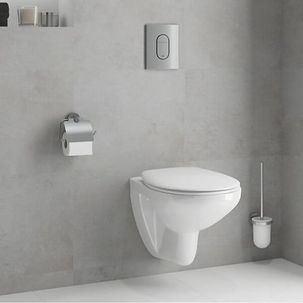GROHE - Pack WC Bâti-support Rapid SL + WC Bau Ceramic sans bride + Abattant softclose + Plaque chrome (39418000) - large