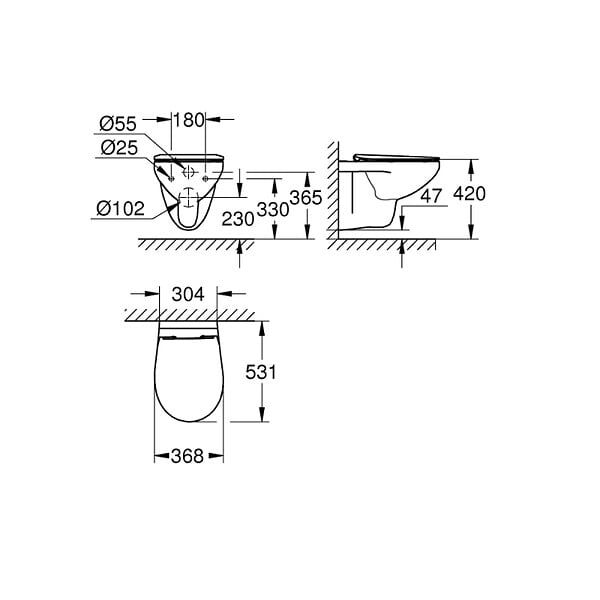 GROHE - Bau Ceramic ensemble WC suspendu sans bride + abattant SoftClose en Duroplast, blanc (G39899000) - large