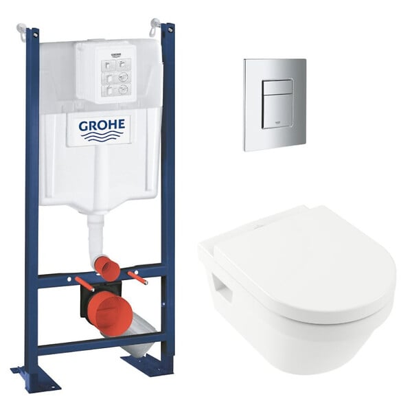 GROHE - RAPID SL Pack Bâti-support + Cuvette sans bride + Abattant  + Plaque chrome (PROJECTARCHI4-1) - large