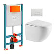 VITRA - Pack WC Bâti-support V-Fix + WC sans bride SAT + Abattant SoftClose + Plaque, Blanc Brillant (V-FixFusionTQ-1) - vignette