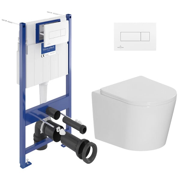 VILLEROY & BOCH - Pack WC bâti-support sol-mur Villeroy & Boch + WC suspendu sans bride Ceramia + abattant SoftClose + plaque (VCNCETOR2DE) - large