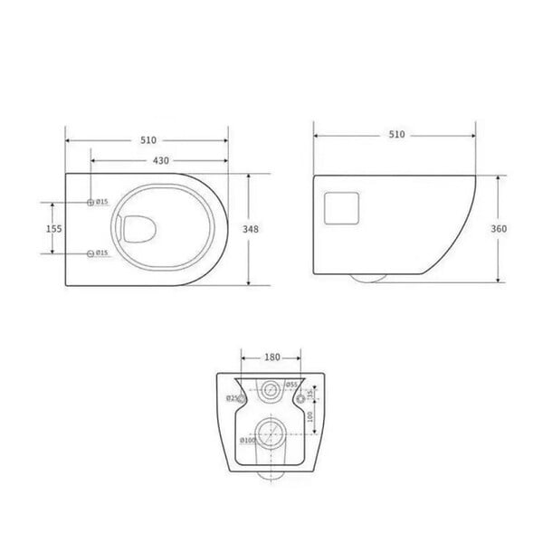 SWISS AQUA TECHNOLOGIES - Swiss Aqua Technologies Project WC suspendu sans bride avec abatant softclose, blanc (SATWCPRO010RREXP) - large