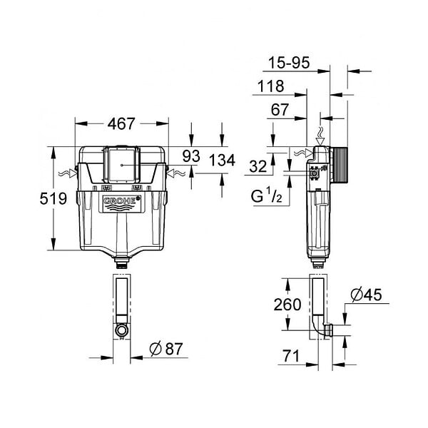 GROHE - RÉSERVOIR DE CHASSE WC (38661000) - large