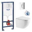 GROHE - Pack WC Bâti-support + WC sans bride SAT Fusion + Abattant softclose + Plaque Chrome - vignette