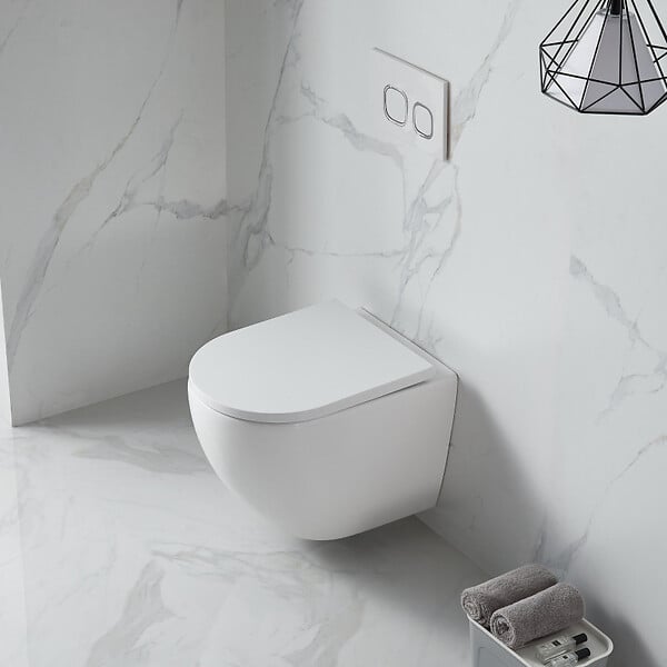 GROHE - Pack WC Bâti-support + WC sans bride SAT Fusion + Abattant softclose + Plaque Chrome - large
