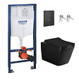 GROHE - Grohe Pack WC Bâti-support Rapid SL + WC Square Infinitio sans bride noir mat + Abattant softclose + Plaque noire mat - vignette