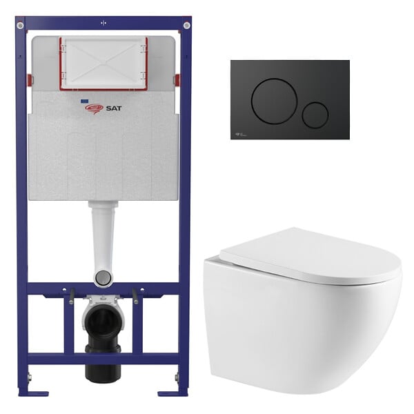 SWISS AQUA TECHNOLOGIES - Pack WC bâti ECO 2L Swiss Aqua Technologies + WC suspendu Swiss Aqua Technologies + plaque noir mat (STEST67WR02-FR) - large
