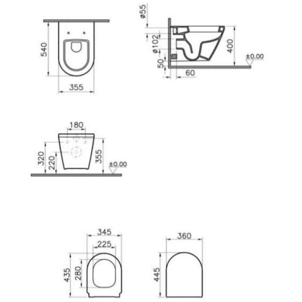 VITRA - Vitra  Integra WC suspendu + Abattant avec frein de chute en Duroplast (7063-003-6231) - large