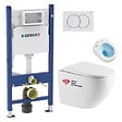 GEBERIT - Pack WC Bati-support Geberit Duofix + WC sans bride Swiss Aqua Technologies + Plaque de commande Delta01 Blanche (FusionTQGeb3) - vignette