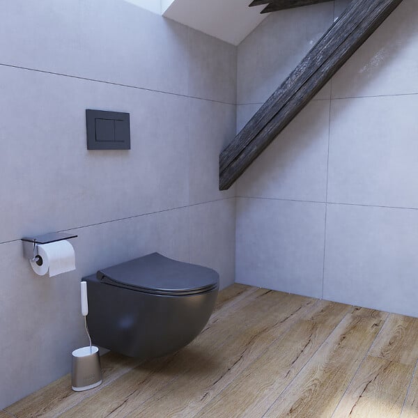 SWISS AQUA TECHNOLOGIES - Swiss Aqua Technologies WC suspendu sans bride SAT Infinitio avec abattant softclose, Noir mat (SATINF011RREXPBKM) - large