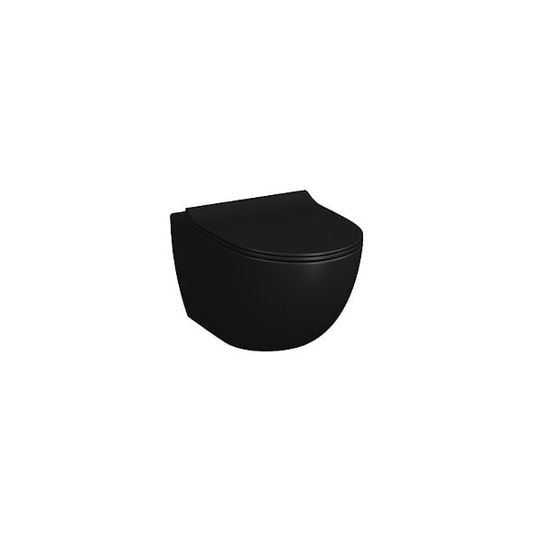 GROHE - Grohe Pack Bati-support Grohe Rapid SL + plaque hard graphite brossé + WC suspendu SENTO +abattant noir mat (GROHE-sentonoir2) - large
