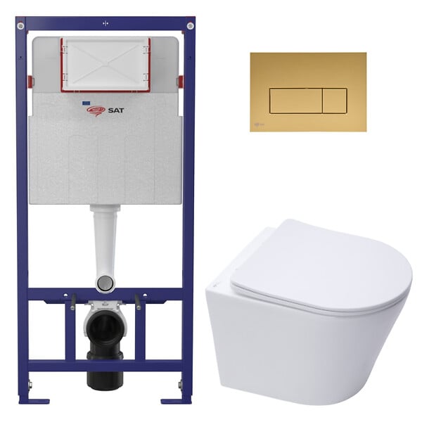 SWISS AQUA TECHNOLOGIES - Pack WC bâti ECO 2L Swiss Aqua Technologies + WC suspendu sans bride Swiss Aqua Technologies + plaque or mat (STESTINWR06-FR) - large