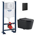 GROHE - Grohe Pack WC Bâti-support Rapid SL + WC SAT sans bride noir mat + Abattant softclose + Plaque noire mat - vignette