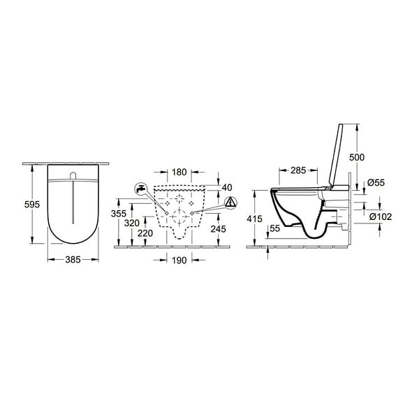 VILLEROY & BOCH - ViClean-I 200 WC lavant suspendu sans bride CeramicPlus avec abattant SoftClose et DirectFlush, blanc (V0E200R1) - large