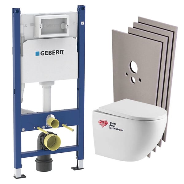 GEBERIT - Pack bâti-support Duofix + Plaque de commande + Fixations murales + WC suspendu + Set de montage (FUSIONTQGEB3-SABO) - large