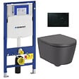 GEBERIT - Pack WC Bati-support Geberit + WC Roca Inspira onyx sans bride fixations invisibles + Abattant softclose + Plaque noire (GebInsp - vignette