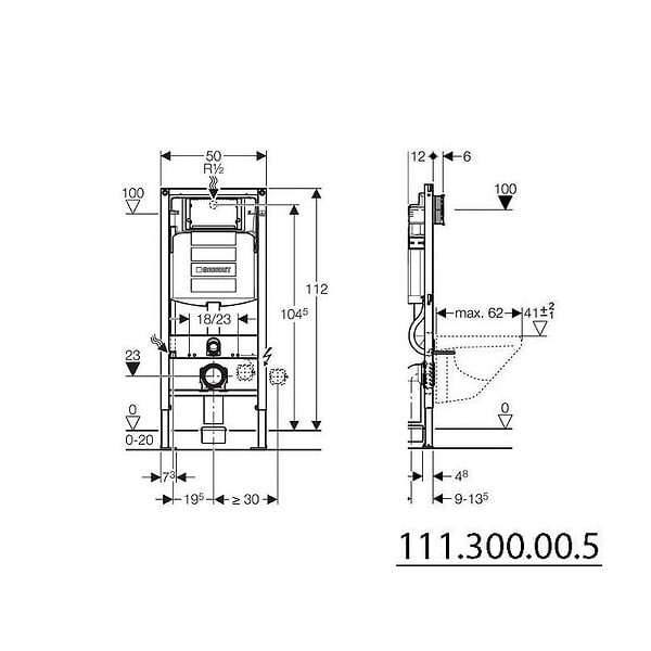 GEBERIT - Pack WC Bati-support Geberit + WC Roca Inspira onyx sans bride fixations invisibles + Abattant softclose + Plaque noire (GebInsp - large