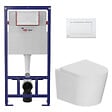 SWISS AQUA TECHNOLOGIES - Pack WC bâti-support léger 112 cm ECO 2L Swiss Aqua Technologies + WC suspendu Ceramia + plaque blanc brillant (STECE14WT01-FR) - vignette