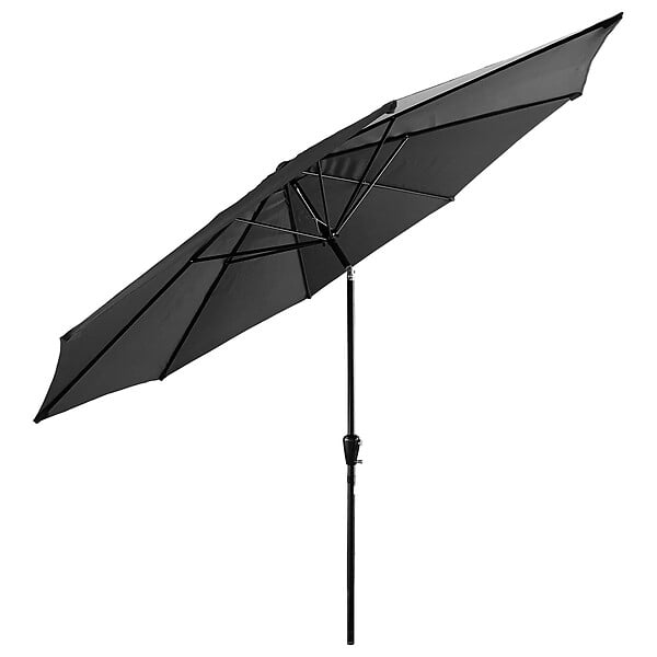 HAPPY GARDEN - Parasol droit HAPUNA rond 3,30m de diamètre gris - large