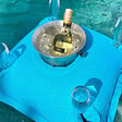 SOO  SANTAI - Coussin piscine flottant porte-verres 75x75 cm bleu – billes incluses (à remplir) – intérieur / extérieur (PPF7575-4-SET) - vignette
